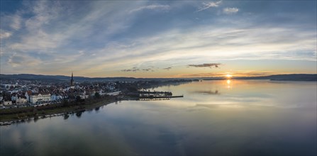 Aerial view of western Lake Constance at sunrise