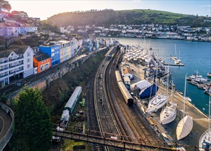 Dartmouth Steam Railway and River Dart from a drone