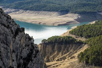 Noguera Pallaresa river as it passes through the Congost de Mont Rebei in the dry season in Catalonia in Spain