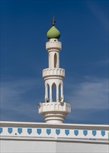 Minaret of Whitewashed Islamic Mosque