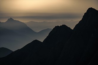 Morning light with haze over Lechtaler Alps