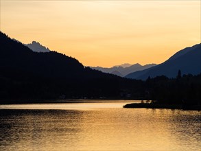 Evening atmosphere at sunset at Lake Weissensee