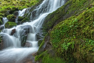 Fresh and beautiful waterfalls in a mountain stream in spring. La Serva