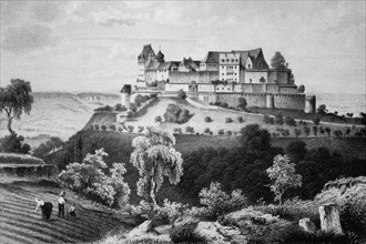 Historical view of the Veste Coburg castle around 1800