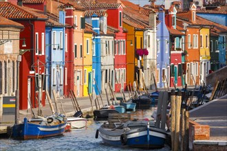 Colourful houses on the canal on the island of Burano