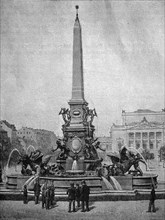The Mende Fountain and Augustus Square in Leipzig in 1870