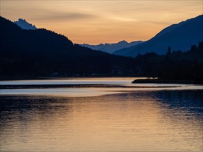 Evening atmosphere at sunset at Lake Weissensee