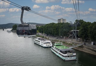 Excursion boats on the Rhine in Koblenz