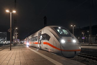 Nightly stop of an ICE Intercity Express at a railway station