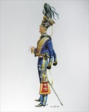 English officer in uniform of the 1850 7th Queen's Own Hussars