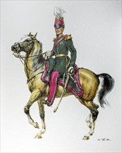 Belgian officer on horseback in uniform of the 1848-1850 General Staff