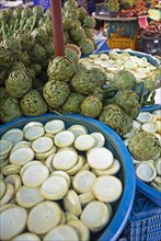 Artichokes at the weekly market market of Cunda