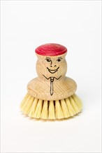 Wooden pot brush with face