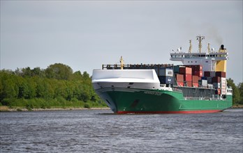 Container ship Heinrich Ehler sailing in the Kiel Canal