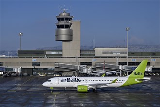 Control tower and aircraft Air Baltic