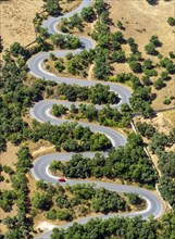 Aerial view of a curved road