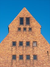Brick gable building in the city harbour