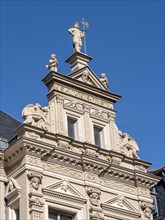 Detail Splendid facade decoration on the Renaissance building at Fischmarkt