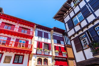 Precious colors of the traditional houses of Fuenterrabia or Hondarribia in the old part