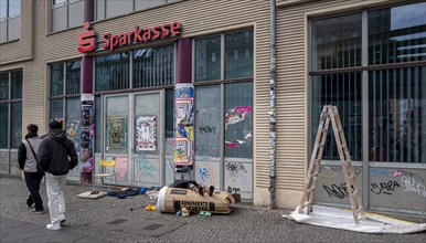 Cityscape in front of a Sparkasse branch in Berlin Prenzlauer Berg