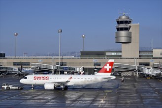 Control tower and aircraft Swiss