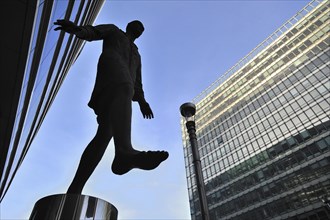 The sculpture Stepping Forward in front of the new headquarters of the European Council of Ministers in Brussels