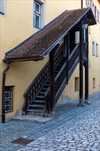 Historic wooden outdoor staircase