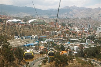 Teleferico cable car hovers over La Paz