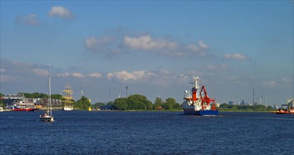 Research vessel Heincke on the Weser near Bremen Vegesack
