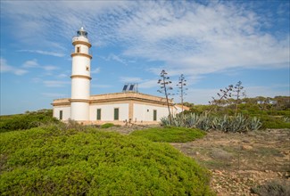 Far des Cap de ses Salines lighthouse at the southern tip of Majorca