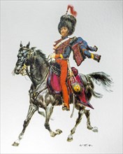 Neapolitan officer on horseback in uniform of the