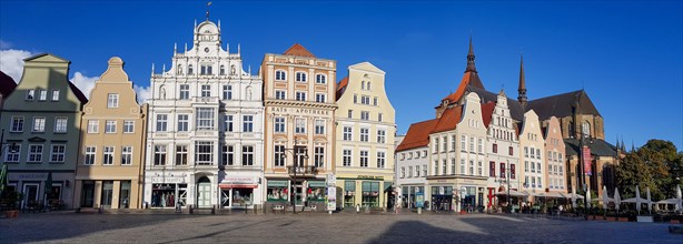 Panoramic photo of colourful and old buildings at the Neuer Markt in the city centre