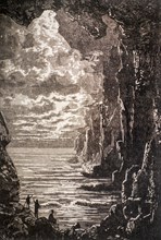 1864 book illustration The Central Sea from the science fiction novel Journey to the Center of the Earth by French writer