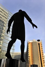 The sculpture Stepping Forward in front of the new headquarters of the European Council of Ministers in Brussels