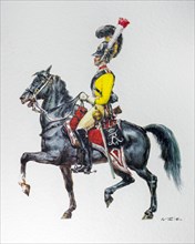 Officer on horseback in uniform of the Danish 1828 Garde du Corps