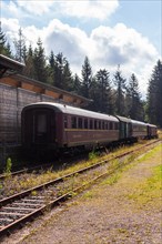 Old railway carriages of the GDR state railway at Rennsteig station