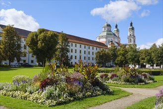 Princely residence with garden and towers of St. Lorenz church
