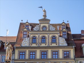 Detail Splendid facade decoration on the house Kunsthalle Erfurt