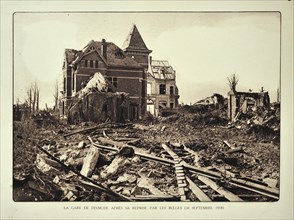 The ruined railway station at Diksmuide after bombardment in Flanders during the First World War