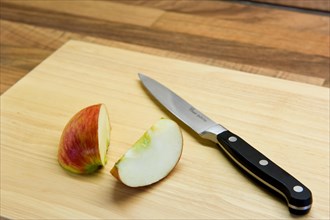 Partially sliced apple