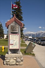 Jasper National Park information sign and map