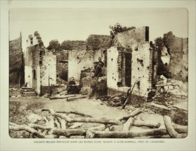 Soldiers occupying house in ruins after bombardment at Kaaskerke in Flanders during the First World War