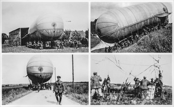 Launching of WWI German Parseval-Sigsfeld Drache observation balloon in 1915 at Plouvain