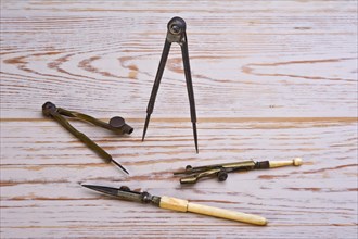 Antique technical drawing instruments