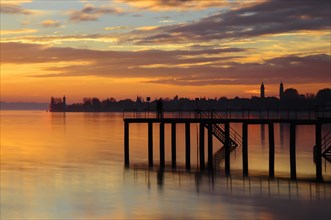 Sunset on Lake Constance with view of Lindau