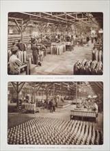 Workers filling shells in the Gaineville ammunition factory at Graville during World War One