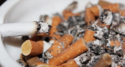 Cigarette butts in ashtrays