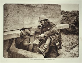 Soldier receiving letter from the postman