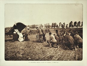 Soldiers in field attending last mass before the battle at Pervijze in Flanders during the First World War