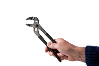 Hand holding a pair of water pump pliers